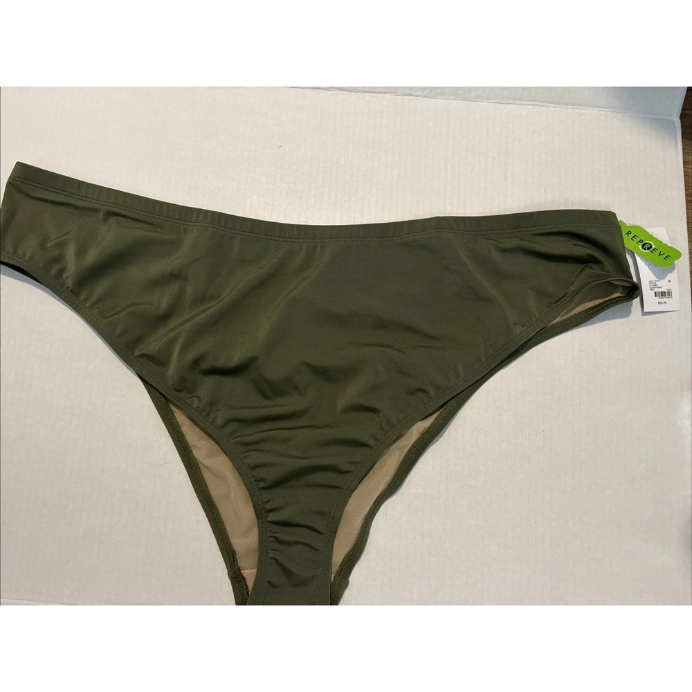 Cacique Swim Olive Green Bikini Bottom Recycled Repreve Size 28 NWT 1124385